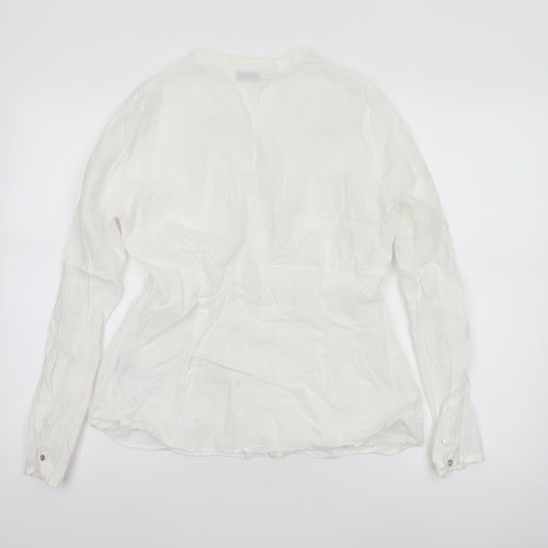 The White Company Women’s White Linen Tunic Blouse Size 12 Long Sleeve