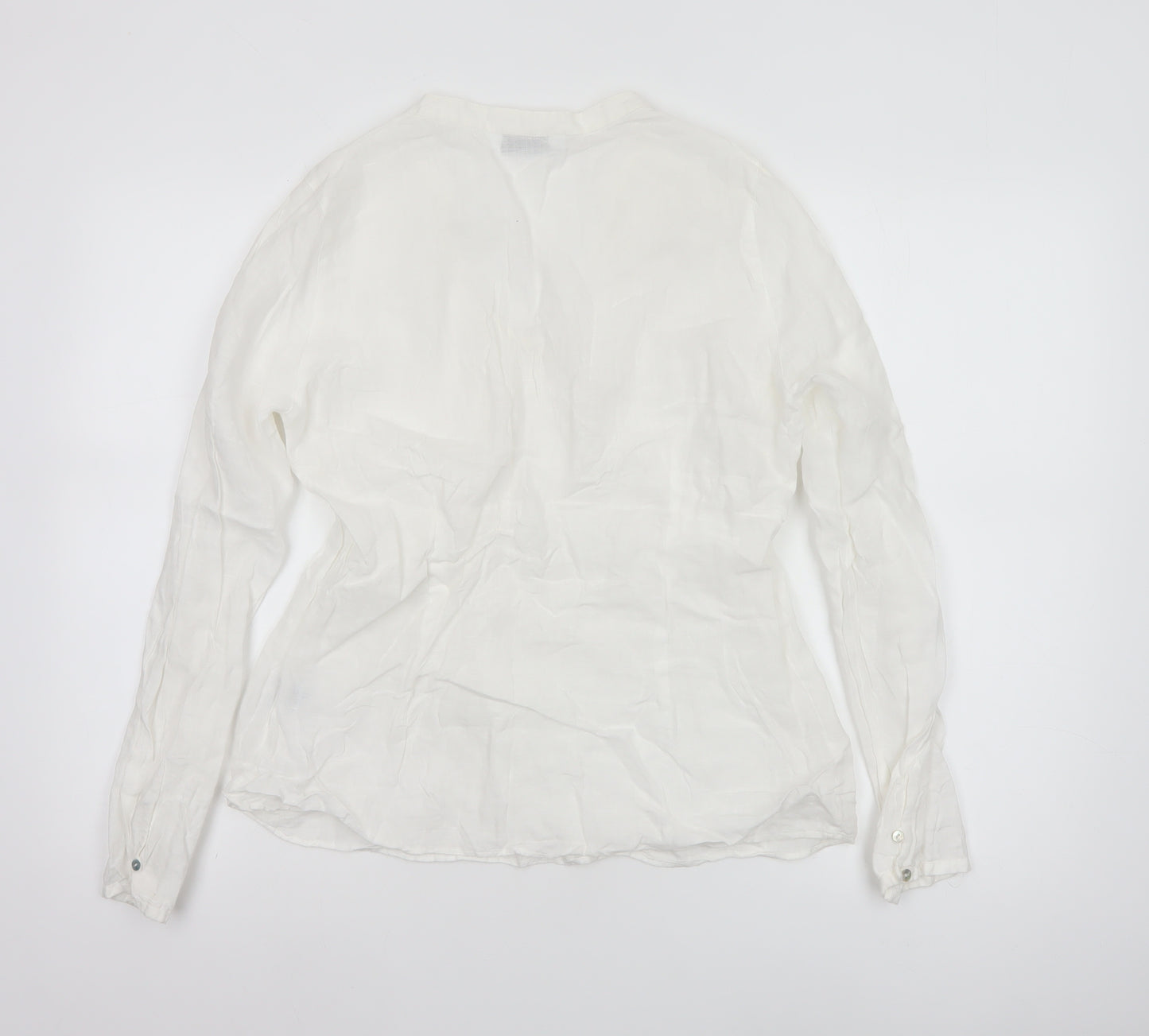 The White Company Women’s White Linen Tunic Blouse Size 12 Long Sleeve