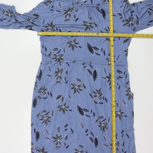 White Stuff Women’s Blue Floral Shift Dress Size 14 Viscose Stretch
