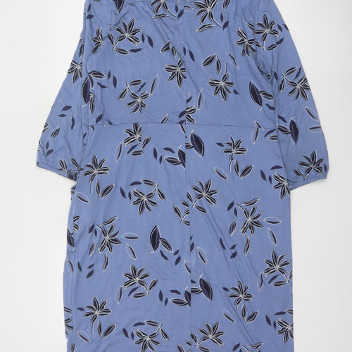 White Stuff Women’s Blue Floral Shift Dress Size 14 Viscose Stretch
