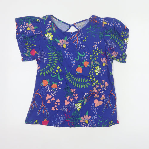 Oliver Bonas Women's Blue Floral Viscose Tunic Blouse Size 10