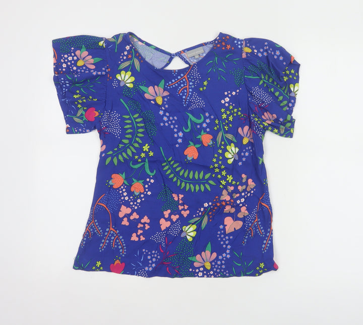 Oliver Bonas Women's Blue Floral Viscose Tunic Blouse Size 10