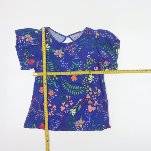 Oliver Bonas Women's Blue Floral Viscose Tunic Blouse Size 10