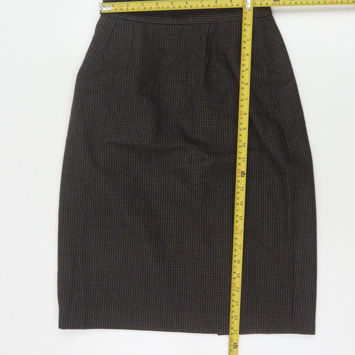 Next Women Brown Wool Blend Pencil Skirt Size 10 Workwear