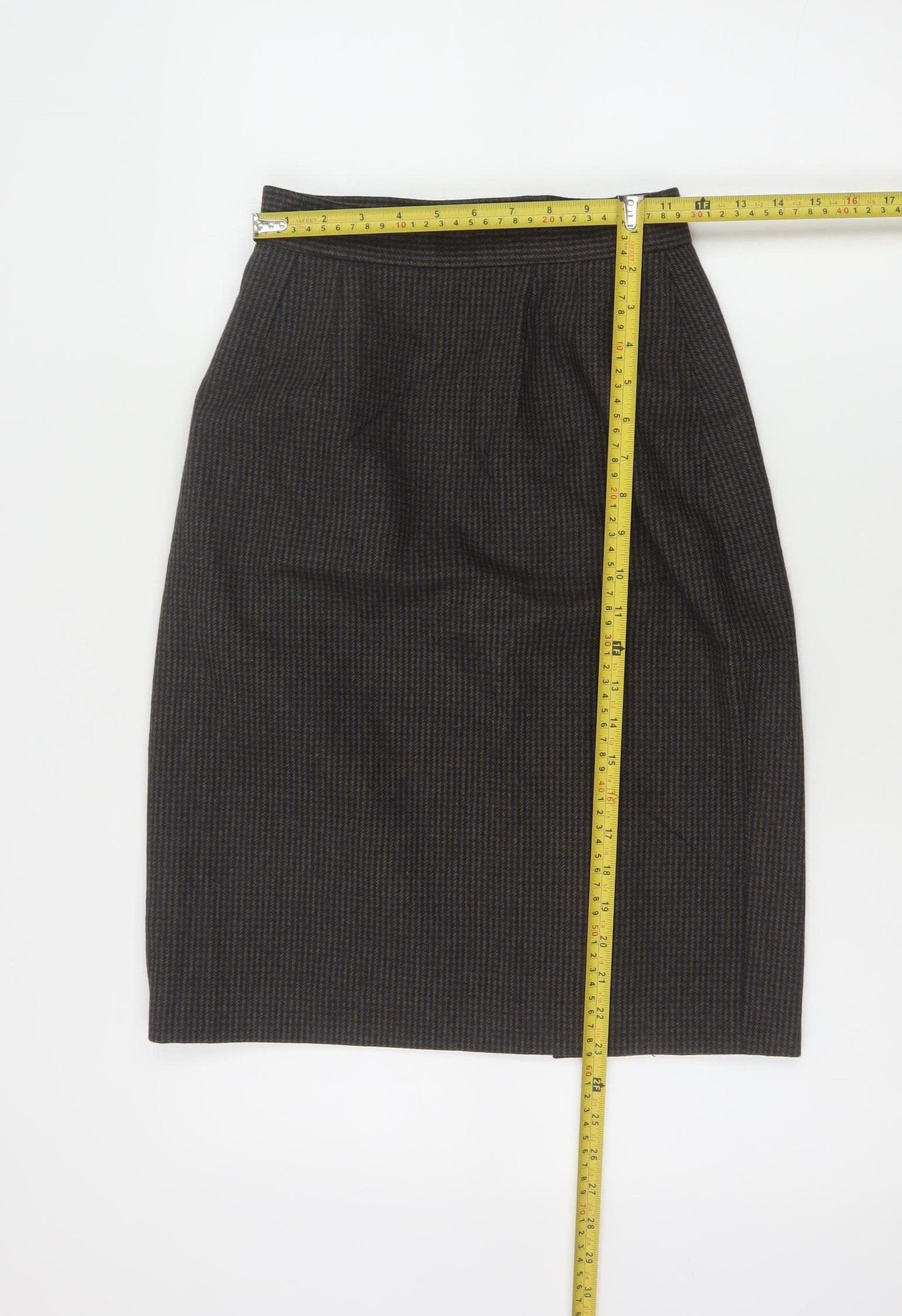 Next Women Brown Wool Blend Pencil Skirt Size 10 Workwear