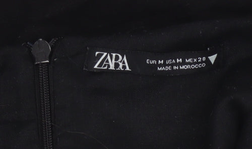 Zara Womens Black Short Bodycon Dress Size 12 Linen Blend