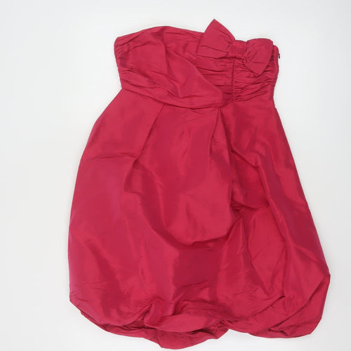Oasis Women Red Strapless Bubble Hem Party Dress Size 10
