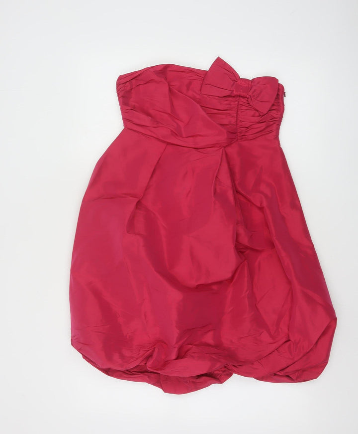 Oasis Women Red Strapless Bubble Hem Party Dress Size 10