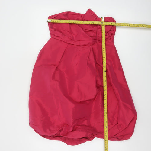Oasis Women Red Strapless Bubble Hem Party Dress Size 10