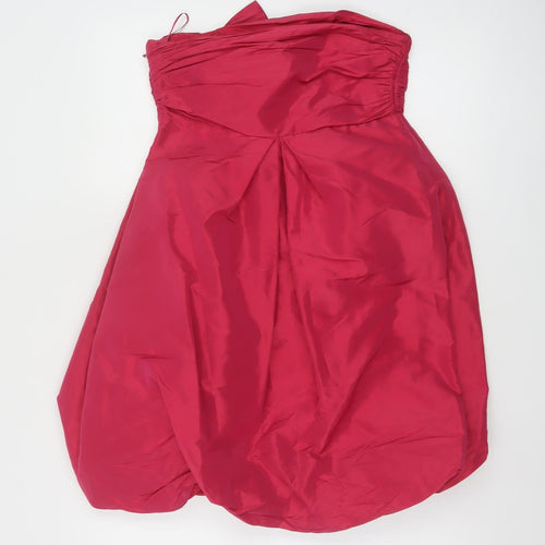 Oasis Women Red Strapless Bubble Hem Party Dress Size 10