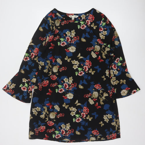 Yumi Women’s Multicoloured Floral Shift Dress UK 14 3/4 Sleeve