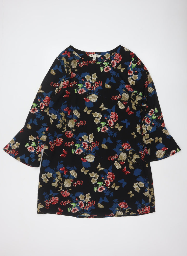 Yumi Women’s Multicoloured Floral Shift Dress UK 14 3/4 Sleeve
