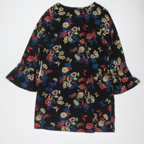 Yumi Women’s Multicoloured Floral Shift Dress UK 14 3/4 Sleeve