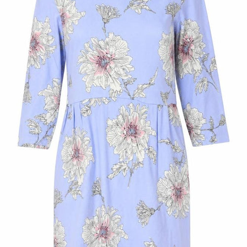 Joules Women Blue Floral Shift Dress Size 12 Knee Length 3/4 Sleeve