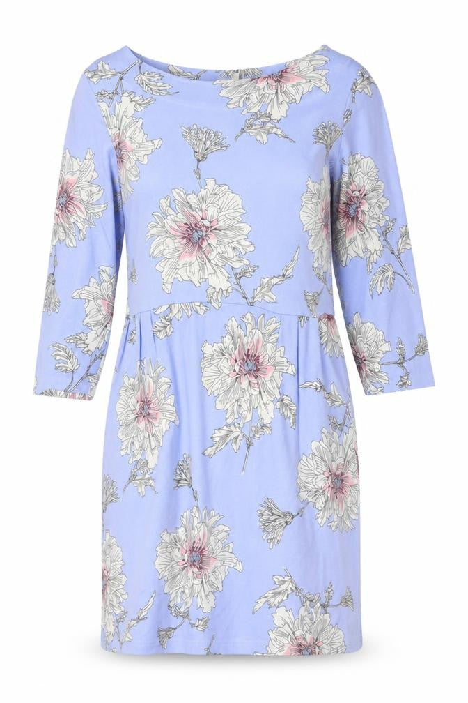 Joules Women Blue Floral Shift Dress Size 12 Knee Length 3/4 Sleeve