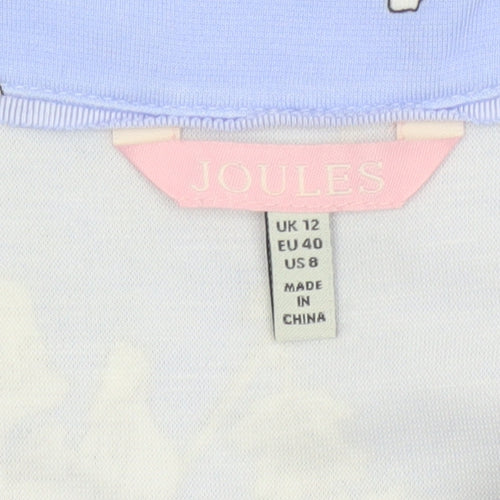 Joules Women Blue Floral Shift Dress Size 12 Knee Length 3/4 Sleeve