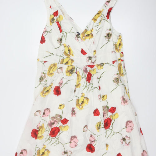 Lands' End Women's Multicoloured Floral Cotton A-Line Knee Length Dress UK 16