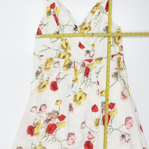 Lands' End Women's Multicoloured Floral Cotton A-Line Knee Length Dress UK 16