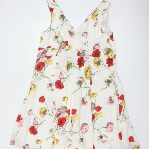 Lands' End Women's Multicoloured Floral Cotton A-Line Knee Length Dress UK 16