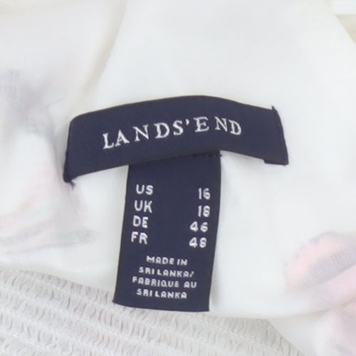 Lands' End Women's Multicoloured Floral Cotton A-Line Knee Length Dress UK 16