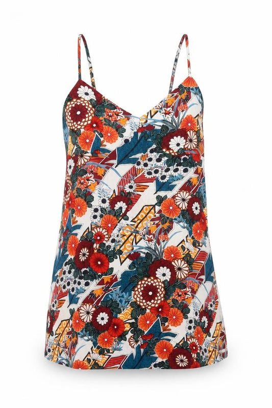 Front view of Superdry women’s multicoloured floral v-neck camisole top uk 8