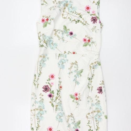 Phase Eight Women’s White Floral Sheath Dress Size 8 Sleeveless