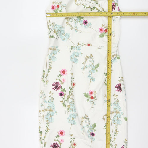 Phase Eight Women’s White Floral Sheath Dress Size 8 Sleeveless