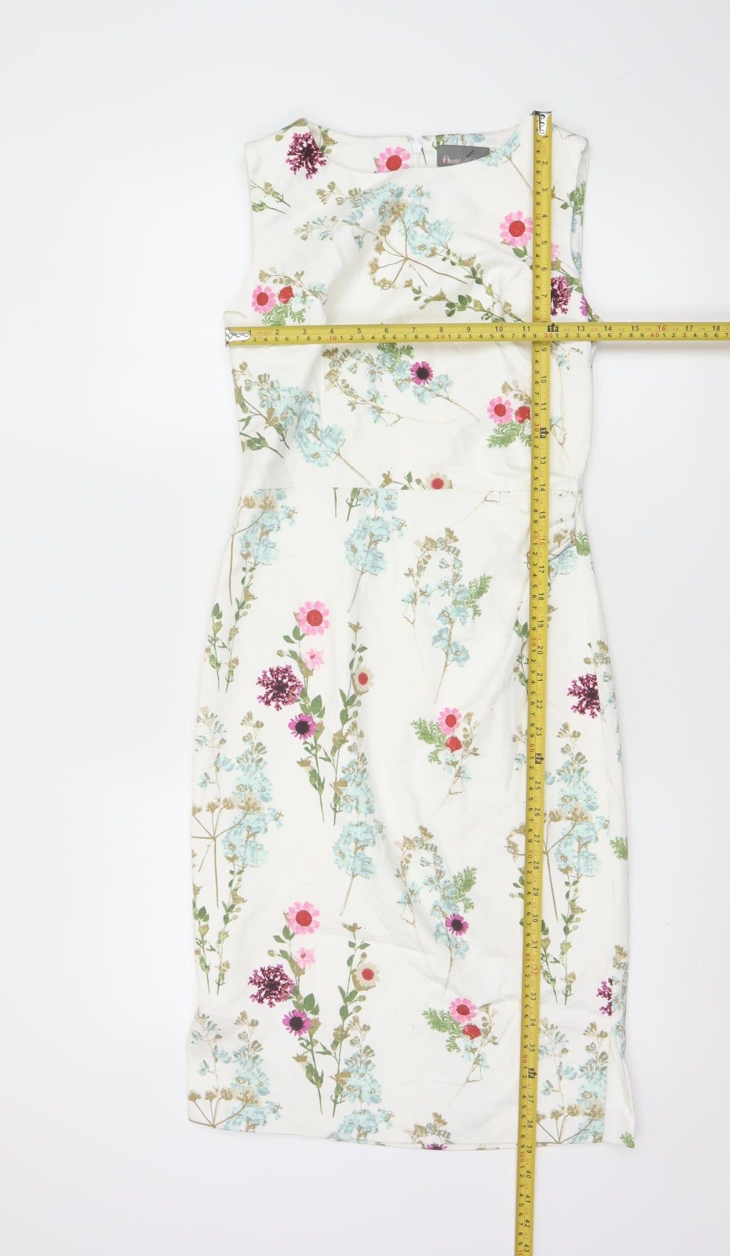 Phase Eight Women’s White Floral Sheath Dress Size 8 Sleeveless