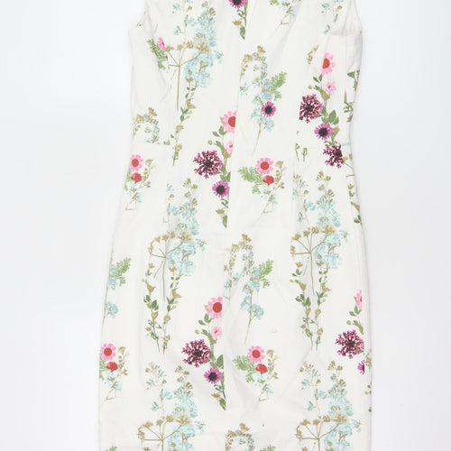 Phase Eight Women’s White Floral Sheath Dress Size 8 Sleeveless