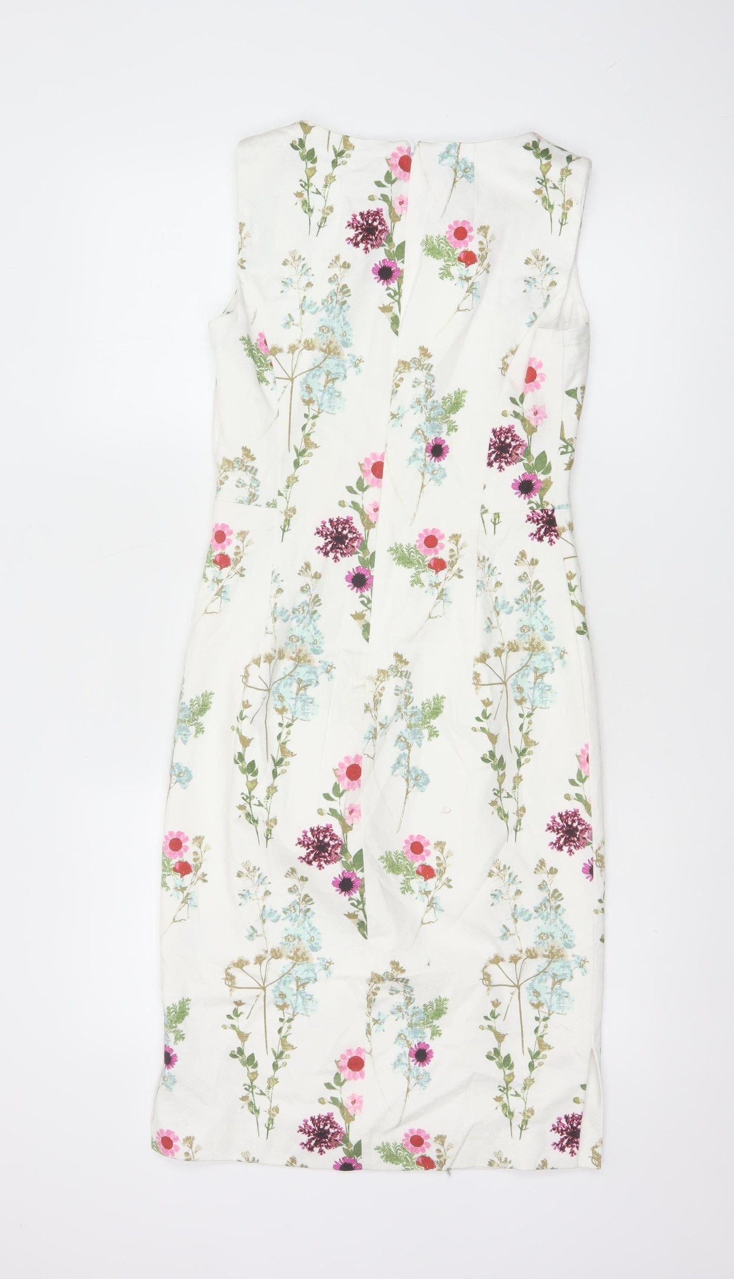 Phase Eight Women’s White Floral Sheath Dress Size 8 Sleeveless