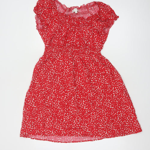 Apricot Women’s Red Floral A-Line Dress Size 16 Short Sleeve