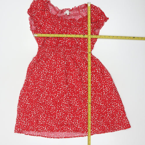 Apricot Women’s Red Floral A-Line Dress Size 16 Short Sleeve