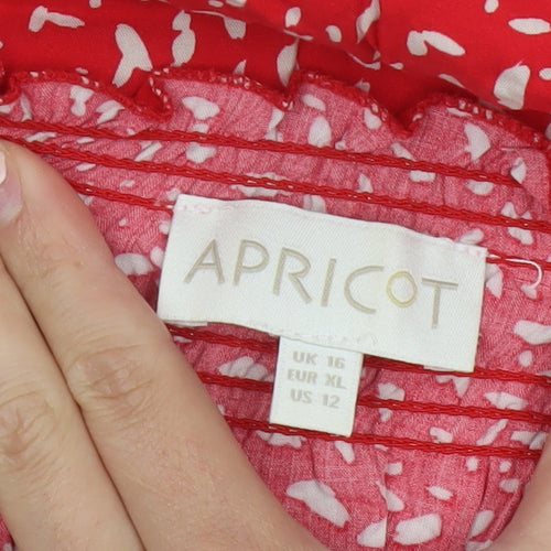 Apricot Women’s Red Floral A-Line Dress Size 16 Short Sleeve