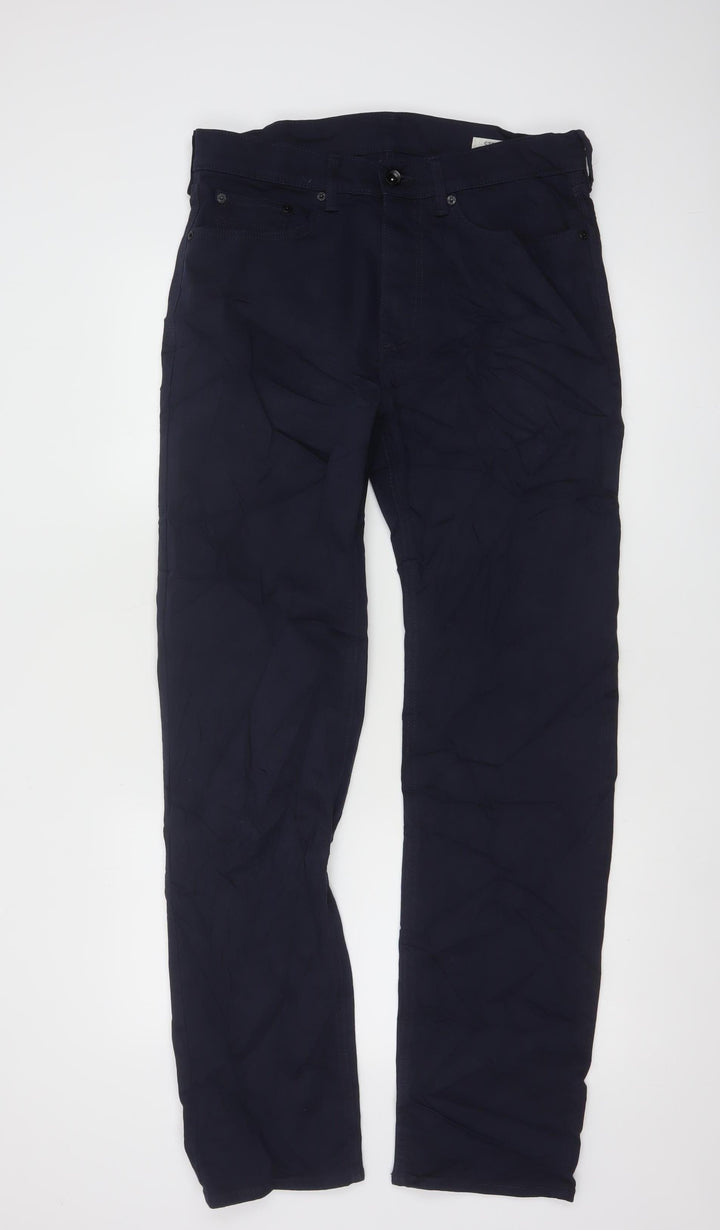 Marks and Spencer Men's Blue Regular Fit Chino Trousers 32/33