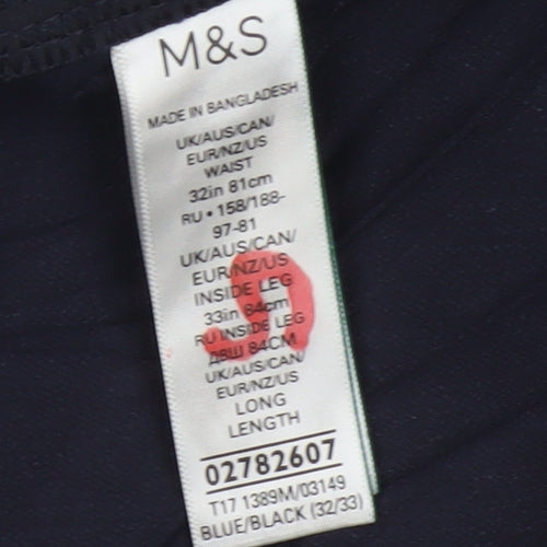 Marks and Spencer Men's Blue Regular Fit Chino Trousers 32/33