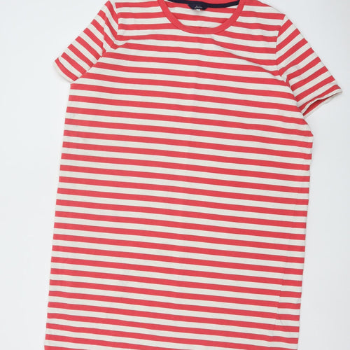 Joules Women Red Striped Cotton T-Shirt Dress Size 20