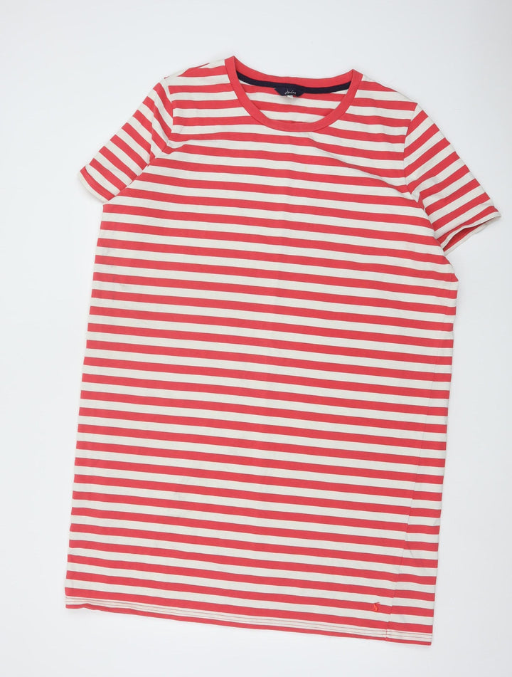 Joules Women Red Striped Cotton T-Shirt Dress Size 20