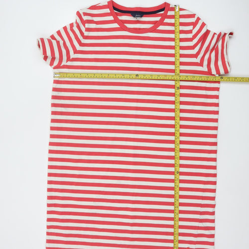 Joules Women Red Striped Cotton T-Shirt Dress Size 20