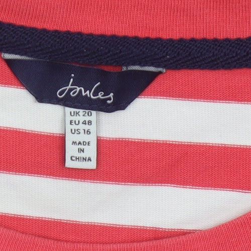 Joules Women Red Striped Cotton T-Shirt Dress Size 20