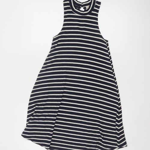 Hollister Women Black White Striped Sleeveless A-Line Knit Dress XS