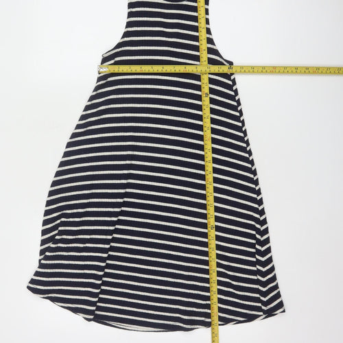 Hollister Women Black White Striped Sleeveless A-Line Knit Dress XS