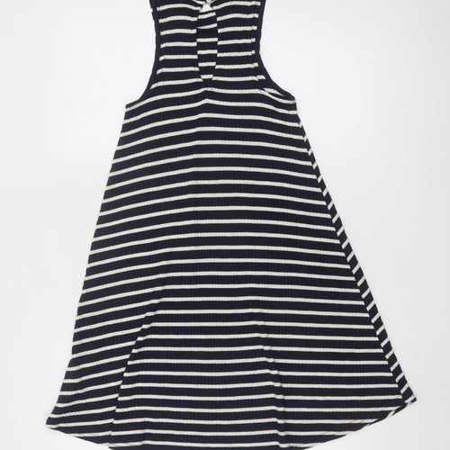 Hollister Women Black White Striped Sleeveless A-Line Knit Dress XS