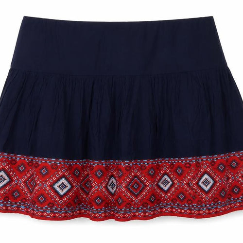 ASOS Womens Blue A-Line Short Bohemian Embroidered Skirt Size 18