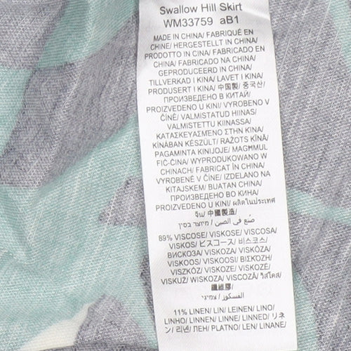 Seasalt Cornwall Womens Green Floral A-Line Midi Skirt UK 10