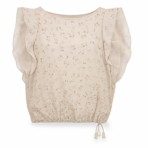 Mint Velvet Women's Beige Floral Ruffle Chiffon Tunic Blouse Size 10