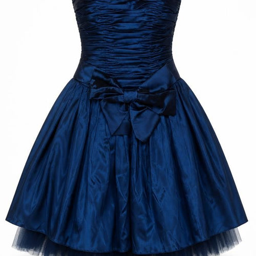 Jora Collection Women's Blue Strapless Bow Short Satin Ball Gown XS