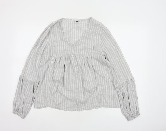 Maison de Nimes Women’s Grey Check Tunic Blouse Size 8