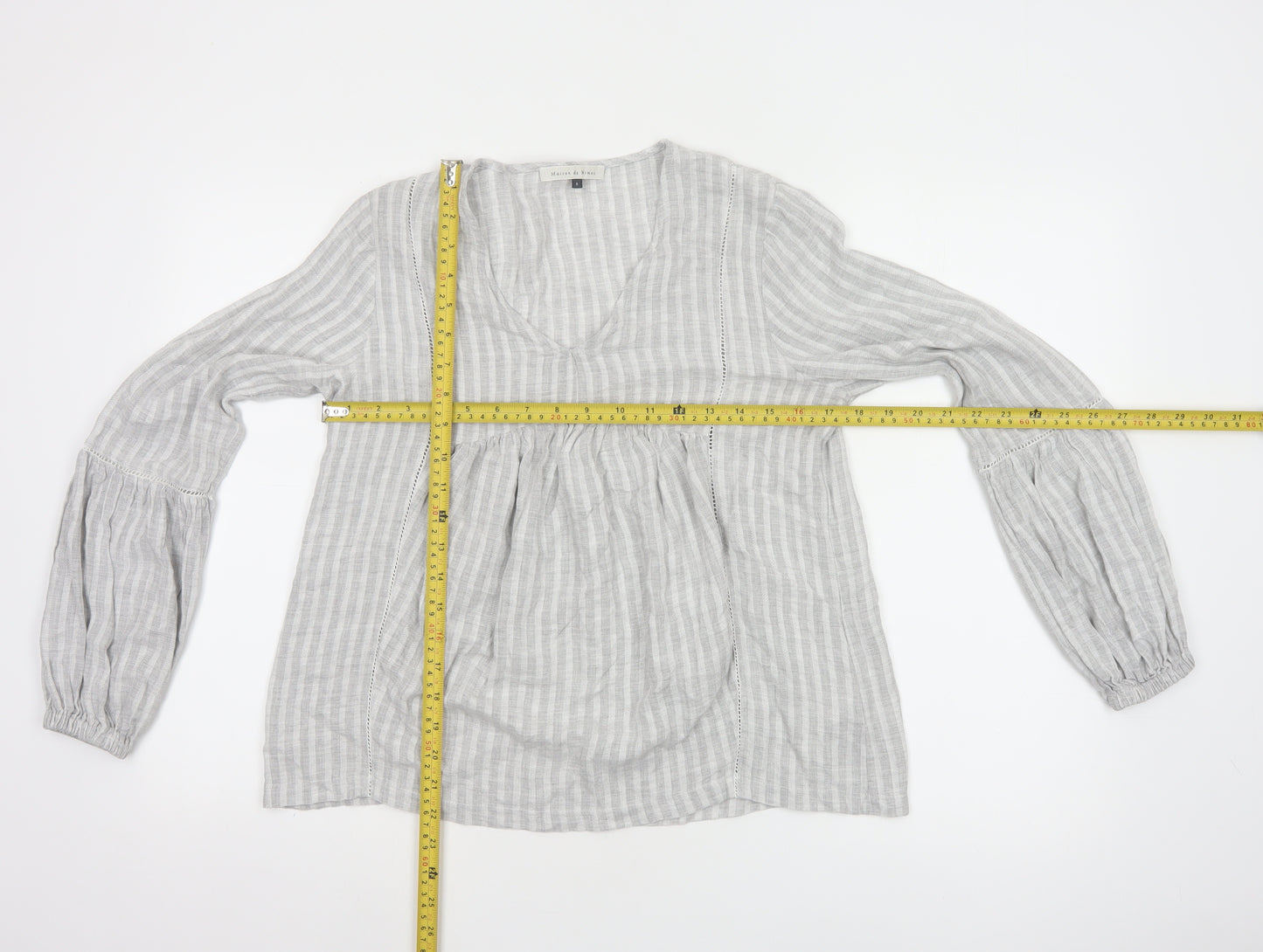 Maison de Nimes Women’s Grey Check Tunic Blouse Size 8
