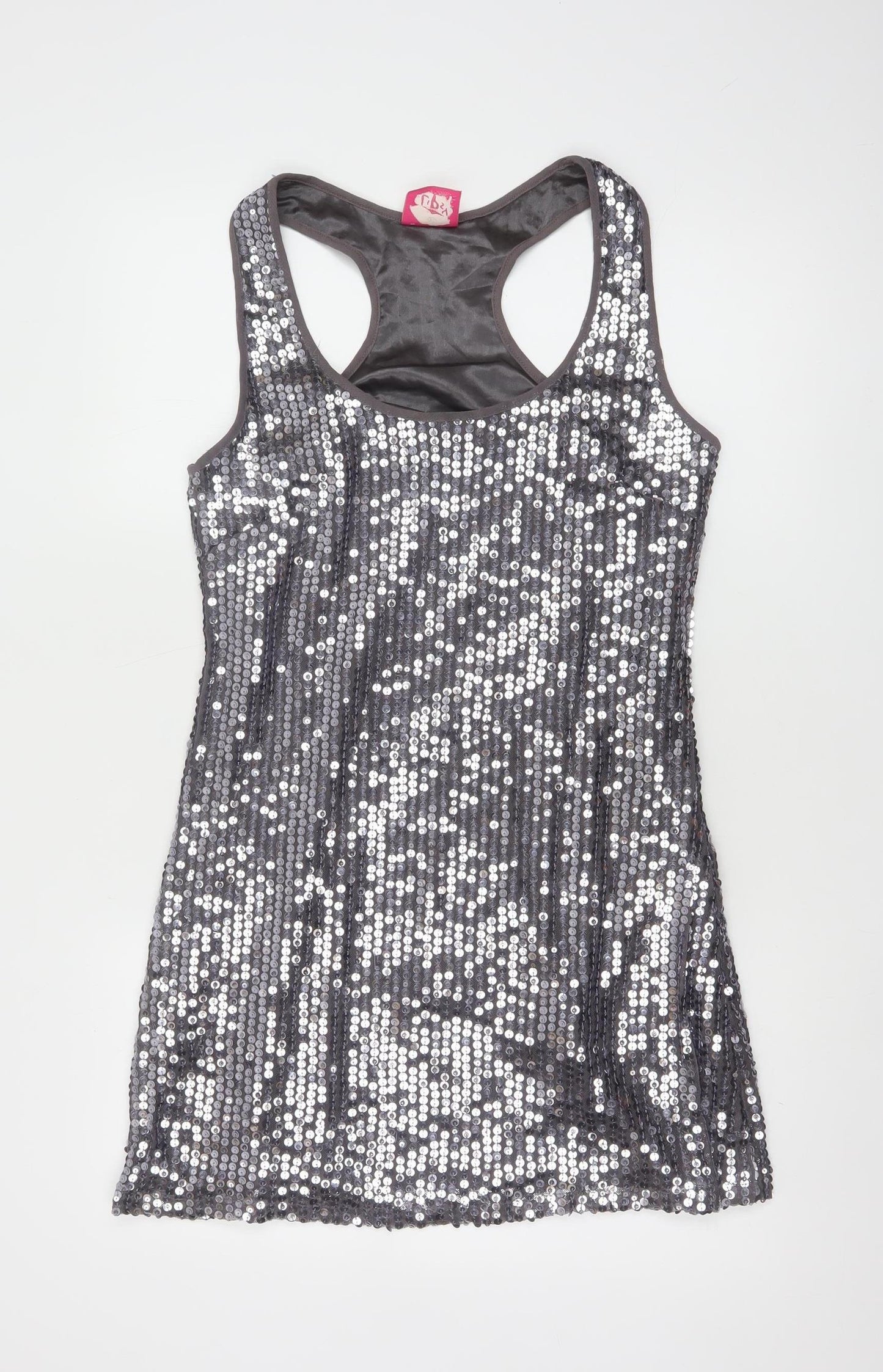 Lipsy Women’s Silver Sequin Bodycon Sleeveless Short Dress Size 12