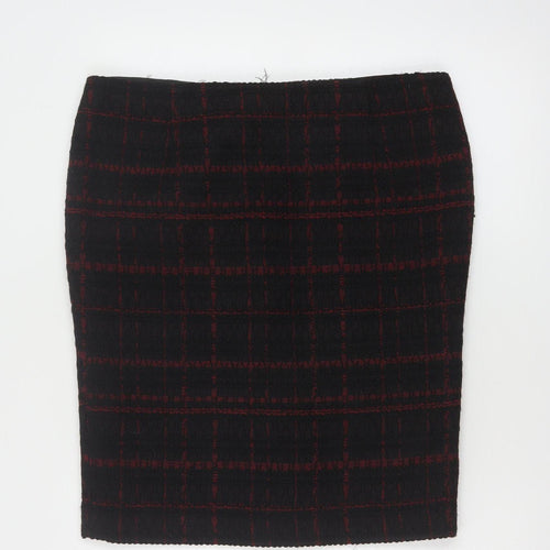 Hobbs Women Black Check Wool Blend Tweed Pencil Skirt UK 16